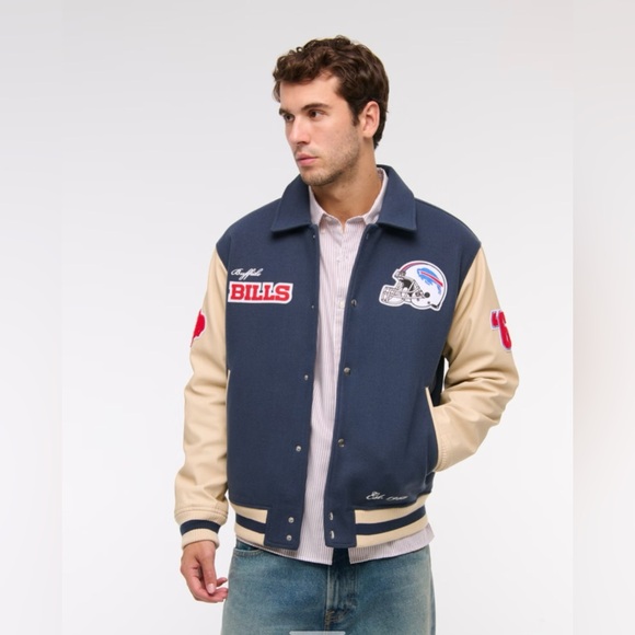NWT Abercrombie NFL Collection Men’s Buffalo Bills Varsity Bomber Jacket